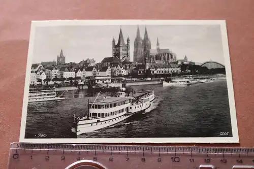 tolle alte Karte - Ansicht Köln mit Raddampfer 30-40er Jahre ?