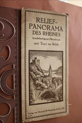 tolles altes Relief-Panorama des Rheines -mit Text im Bilde  1910-20 ??