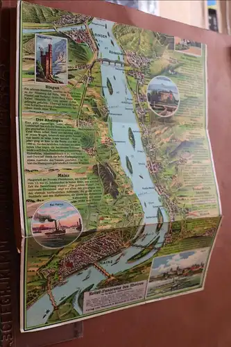 tolles altes Relief-Panorama des Rheines -mit Text im Bilde  1910-20 ??