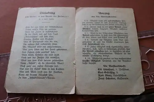 interessante alte  Witz- Mitgliedskarte Verein der Faulenzer ? Düsseldorf 1910-3