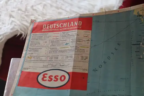 tolle alte ESSO Landkarte Deutschland - 50-60er Jahre ???