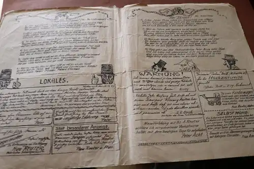tolle alte Vermählungs-Zeitung - Metternich 1923 - Hochzeitsfeier Reuter/Acht 
