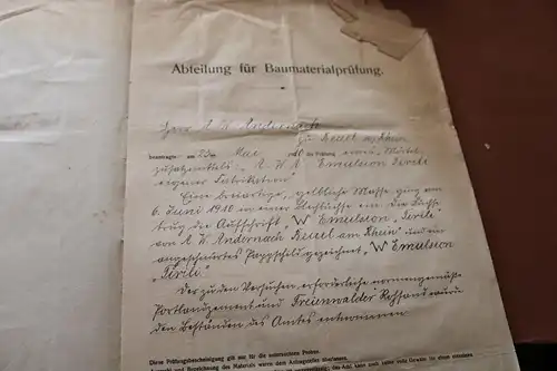 altes Prüfungszeugnis -Königliches Materialprüfungsamt 1910  photog. Abdruck