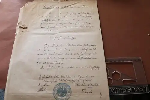 altes Prüfungszeugnis -Königliches Materialprüfungsamt 1910  photog. Abdruck