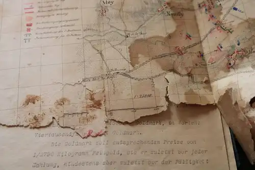 altes militärisches Dokument ?? Metz 1881- Pio.Batl. 16 , Karte Failly