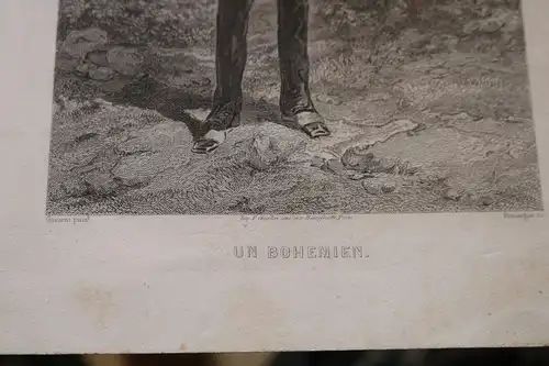 toller alter Stich - Druck - Un Bohémien  - Gavarni  1850-1860 ??