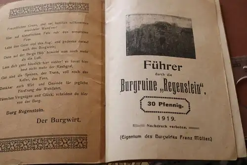 tolles altes Heft Führer durch die Burgruine Regenstein 1919