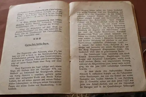 tolles altes Heft Führer durch die Burgruine Regenstein 1919