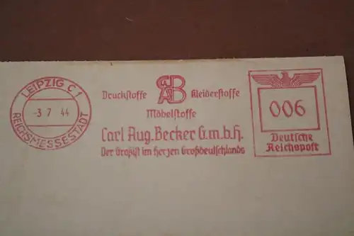 tolle alte Postkarte - Carl Aug. Becker Stoffe - Leipzig 1944