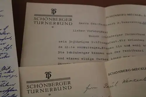 toller alter Briefumschlag des Schönberger Turnerbund 1928 mit Inhalt