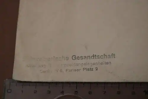 alter Briefumschlag der schweizerischen Gesandschaft für Schutzmachtangelegenhei