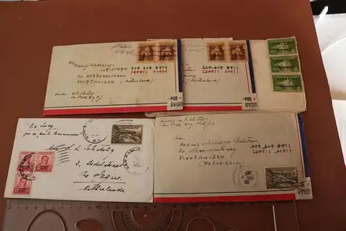 vier tolle alte Briefe mit Briefmarken Philippinen Aufdruck Commonwealth Victory