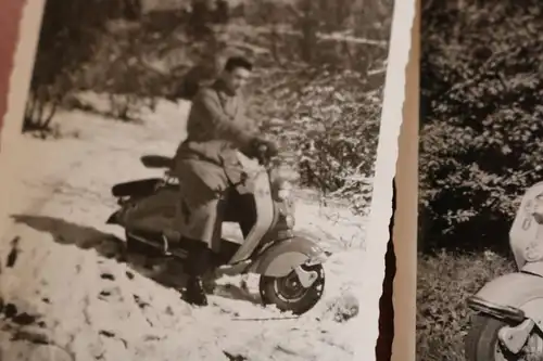 zwei tolle alte Fotos und sechs Negative - Oldtimer Motorroller 50-60er Jahre