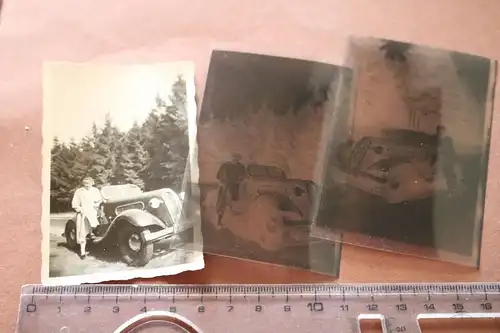 tolles altes Foto und zwei Negative  Personen mit Oldtimer BMW 320, 321 ?? 50er