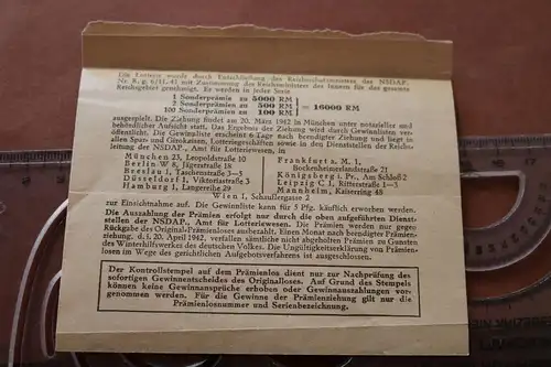 altes Prämien-Los Serie 6 Kriegswinterhilfswerk 1942 