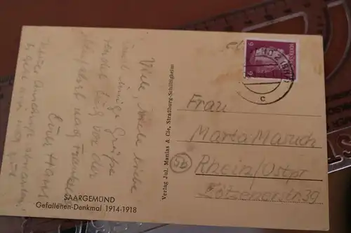 tolle alte Karte Gefallenen-Denkmal Saargemünd   1944