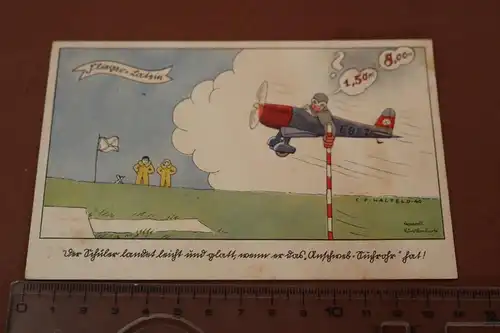 tolle alte Karte Karikatur - Flieger-Latein - Flieger-Humor  1943