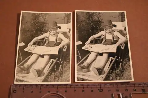 zwei tolle alte Fotos - Junge liest Zeitschrift  50er Jahre ?
