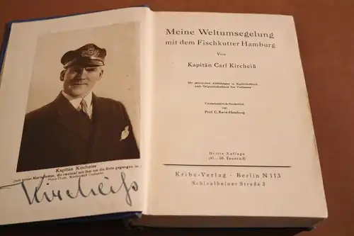 altes Buch - Meine Weltumseglung mit dem Fischkutter Hamburg - Kircheiß 1928/29