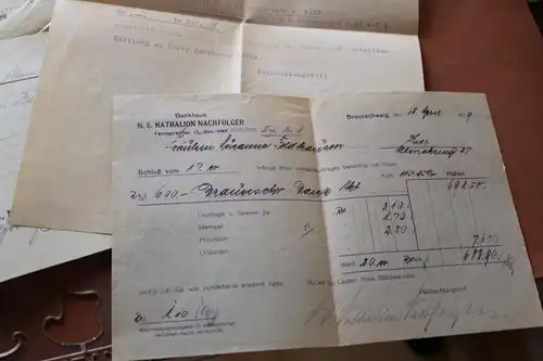 alter Briefumschlag Bankhaus N.S. Nathalion Braunschweig mit Inhalt 1929