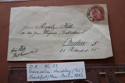 alter Ganzsachen-Umschlag Auschnitt - Deutsches Reich Nr. 33 - 1882 ? selten ?
