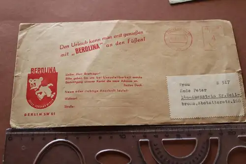alter Briefumschlag Berolina Schuh-Versand Berlin 1954