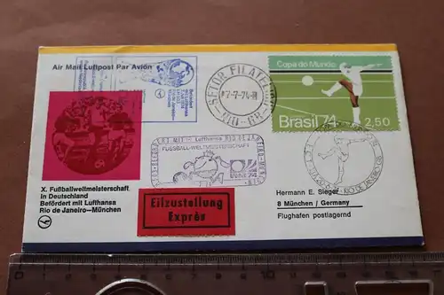 alter Briefumschlag Luftpost - Fußball-WM 1974 Brasilien Sonderstempel