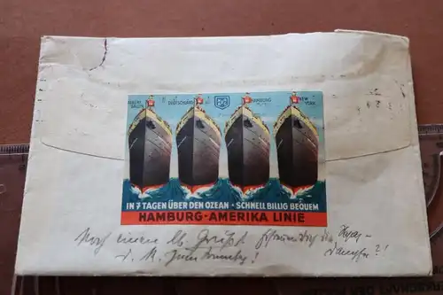 toller alter Briefumschlag mit Werbemarke der HAPAG Hamburg-Amerika Linie 1933