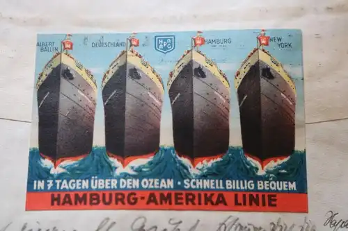 toller alter Briefumschlag mit Werbemarke der HAPAG Hamburg-Amerika Linie 1933