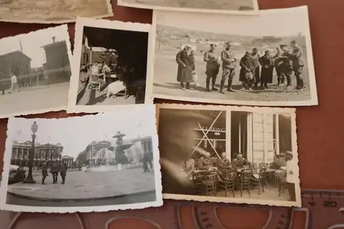 neun alte Fotos - Soldaten, vers Orte Paris , Negri-Hütte usw.  -MG, 