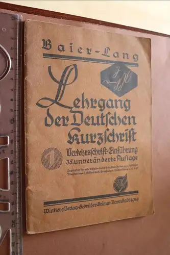 tolles altes Heft - Lehrgang der deutschen Kurzschrift - Baier-Lang 1937