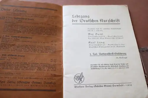 tolles altes Heft - Lehrgang der deutschen Kurzschrift - Baier-Lang 1937