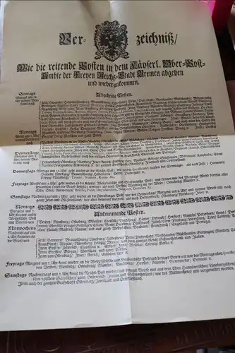 toller alter Nachdruck - Verzeichnis der Posten Postamt Reichsstadt Bremen