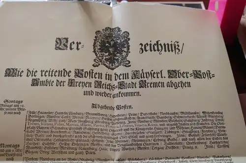 toller alter Nachdruck - Verzeichnis der Posten Postamt Reichsstadt Bremen