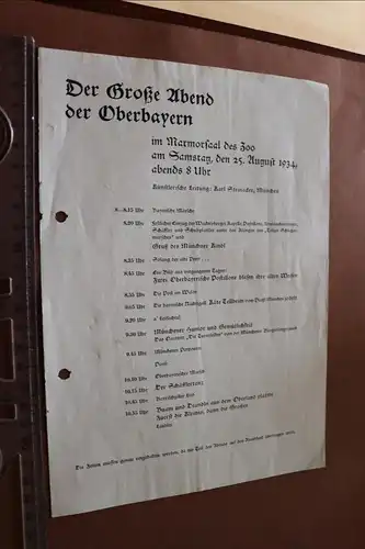 tolles altes Programmblatt - Der Große Abend der Oberbayern in Berlin ? 1934 