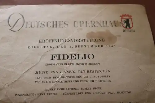 tolles altes Infoblatt Deutsches Opernhaus Berlin - Eröffnungsvorstellung 1945