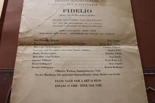 tolles altes Infoblatt Deutsches Opernhaus Berlin - Eröffnungsvorstellung 1945