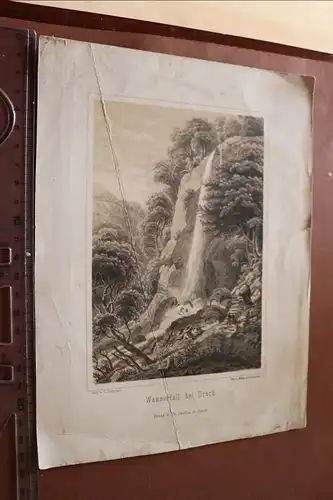 toller alter Stich - Wasserfall bei Urach  1860-1900 ???