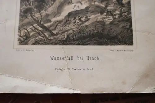 toller alter Stich - Wasserfall bei Urach  1860-1900 ???