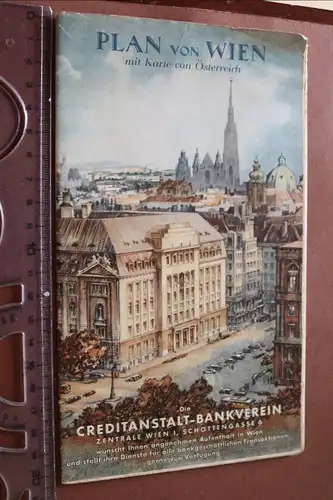 toller alter Stadtplan von Wien mit Karte Österreich 1958