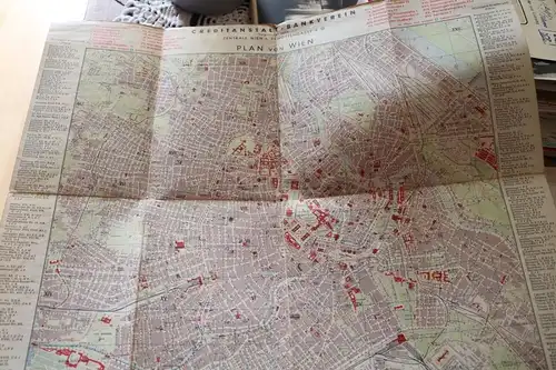 toller alter Stadtplan von Wien mit Karte Österreich 1958