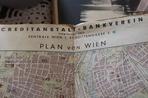 toller alter Stadtplan von Wien mit Karte Österreich 1958