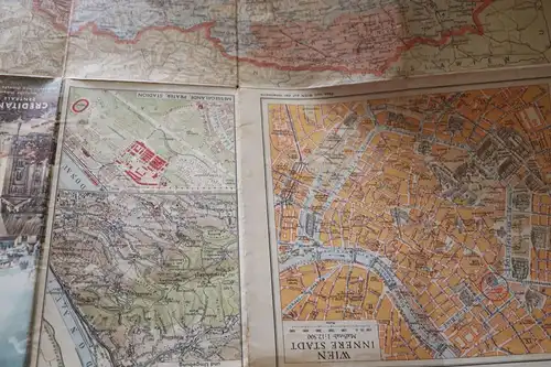 toller alter Stadtplan von Wien mit Karte Österreich 1958