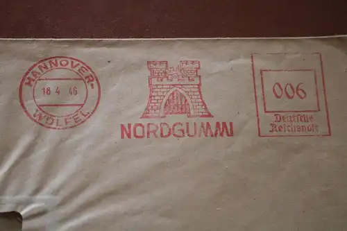 toller alter Umschlag mit Freistempel Nordgummi Hannover 1946