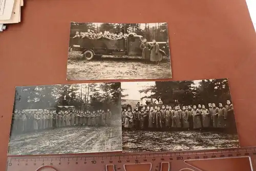 drei alte Fotos - Senne Lager 1938 - Soldaten , LKW, Übung