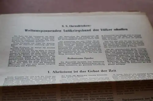 alte Zeitung ?  N.S. Chruschtschow - Weltumspannenden Antikriegsbund der Völker