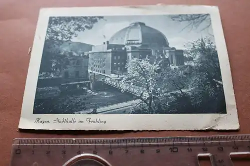 tolle alte Karte -  Hagen - Stadthalle im Frühling  1944
