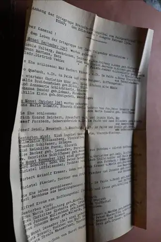 interessantes altes Schreiben an die Front - Verleihungen Rösrath-Hoffnungsthal 