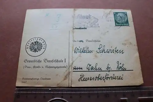 tolle alte Ganzsache der Gewerblichen Berufsschule I Hansestadt Köln 1941