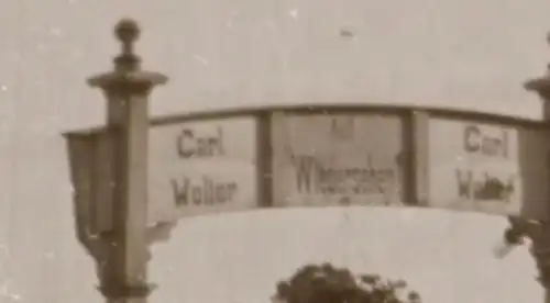 tolles altes Glasnegativ - Bootsanleger Carl Wolter - Ort ???    20-30er Jahre 